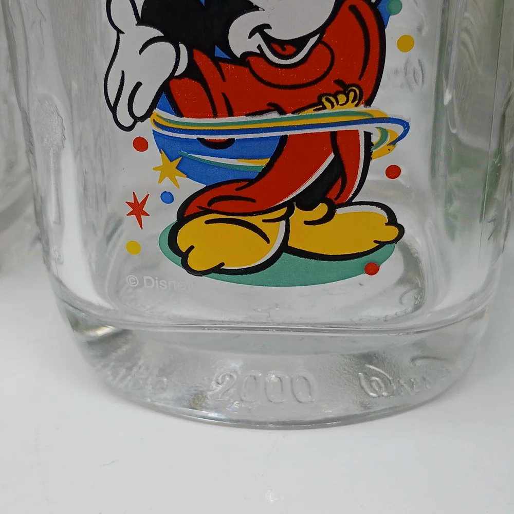 Vintage Disney Mickey Mouse Clear Glass Tumbler - Colorful Print